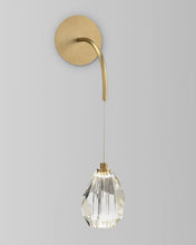 SJ2097 FACETED CUT CRYSTAL SINGLE DROP LIGHT SCONCE - Alan Mizrahi Lighting