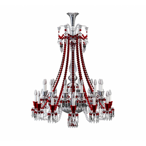 JR2037 ZENITH CLEAR AND RED CHANDELIER - Alan Mizrahi Lighting